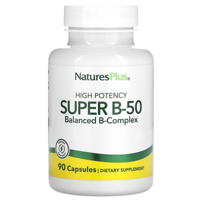 NaturesPlus, Super B-50 з високою ефективністю, 90 капсул