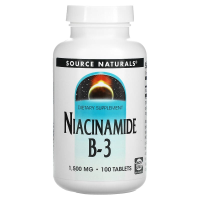 Source Naturals, Ніацинамід B3, 1500 мг, 100 таблеток
